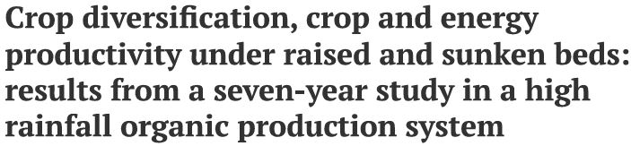 Crop Diversification and Energy Productivity in Rice-Based Systems in Northeastern India